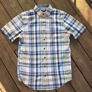 Lands End M-Tall Madras Shirt Tailored Fit